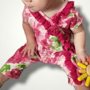 Giggle Moon 'Seeds Into Blossoms' Pink Floral Baby Romper